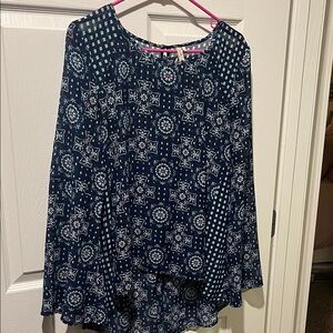 Red Camel Navy Patterned Blouse